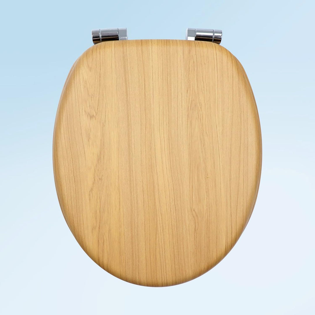 WC-Sitz mit Absenkautomatik, Toilettendeckel aus stabilem MDF-Holzkern, Verstellbare Scharniere aus