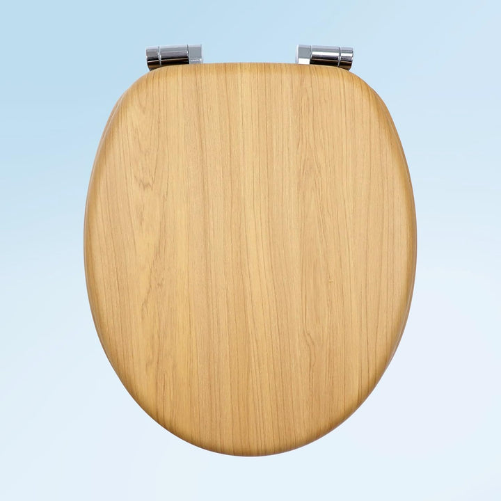 WC-Sitz mit Absenkautomatik, Toilettendeckel aus stabilem MDF-Holzkern, Verstellbare Scharniere aus