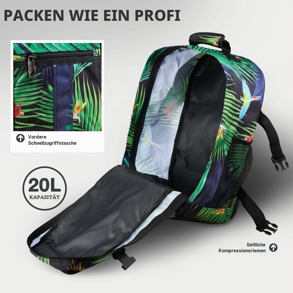 Cabin Max Handgepäck Rucksack 40x20x25 für Ryanair Reiserucksack für Flugzeug Unter Sitzplatz - Trav