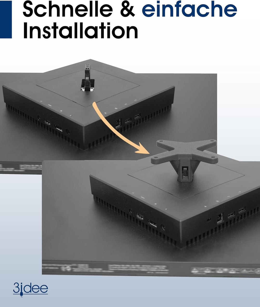 3IDEE VESA Adapter kompatibel mit HP Omen 25i Monitor - Monitor Halterung Adapter 75x75 mm - für Mon