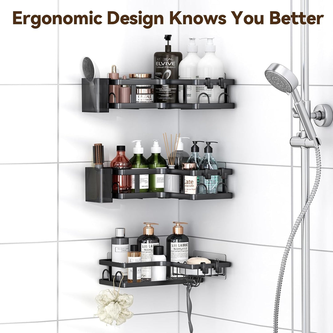 ZVZM Duschablage Ohne Bohren Ecke, Badezimmer Organizer 5 Stück, Shampoo Halterung für Dusche, Dusch