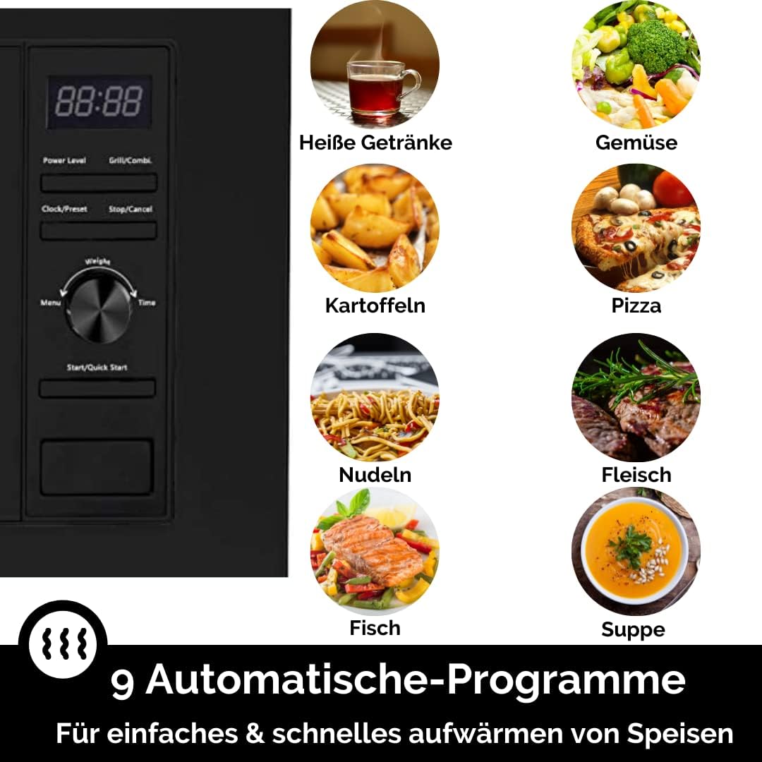 WOLKENSTEIN WMW800-20GB I 800W Mikrowellenleistung I 20L Garraum I 6 Leistungsstufen I 9 Garprogramm