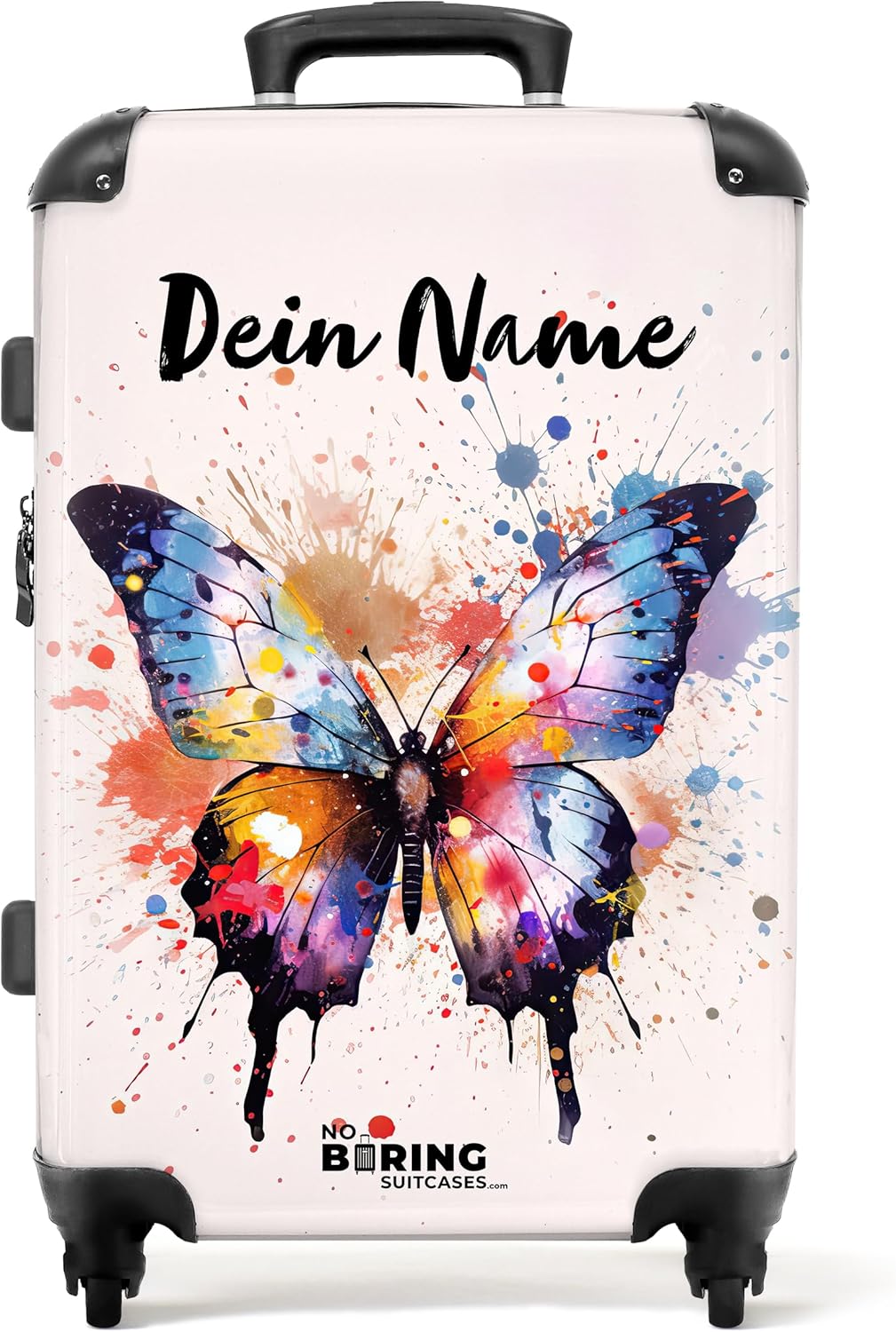 NoBoringSuitcases.com® Kinderkoffer Mädchen - Schmetterling Aquarell - Leicht - Koffer Kinder Mädche