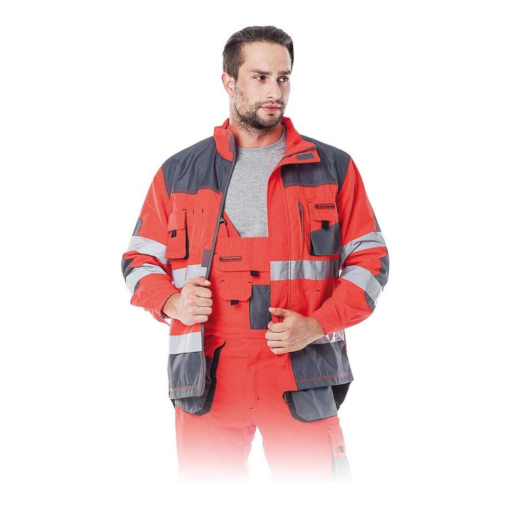 Leber & Hollman Herren Schutzjacke LH-FMN-J, 100% Polyester 270 g/m2, Hochkragen, Reissverschluss un