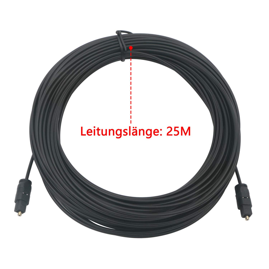 Pxyelec 25M Schwarz SPDIF Toslink-Kabel für digitales Glasfaser-Audio für Heimkino, Digitalfernsehen