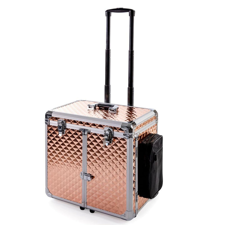Fusspflegekoffer Rollkoffer ideal für die Mobile Fusspflege Trolley-Koffer Glamour Rosagold Metallic