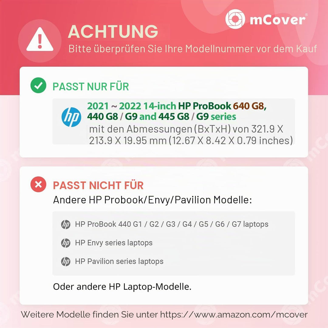 mCover Schutzhülle kompatibel mit HP ProBook 440/445/640 und HP EliteBook 640 G8 / G9 / G10 Serie (1