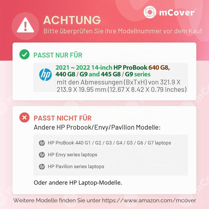 mCover Schutzhülle kompatibel mit HP ProBook 440/445/640 und HP EliteBook 640 G8 / G9 / G10 Serie (1