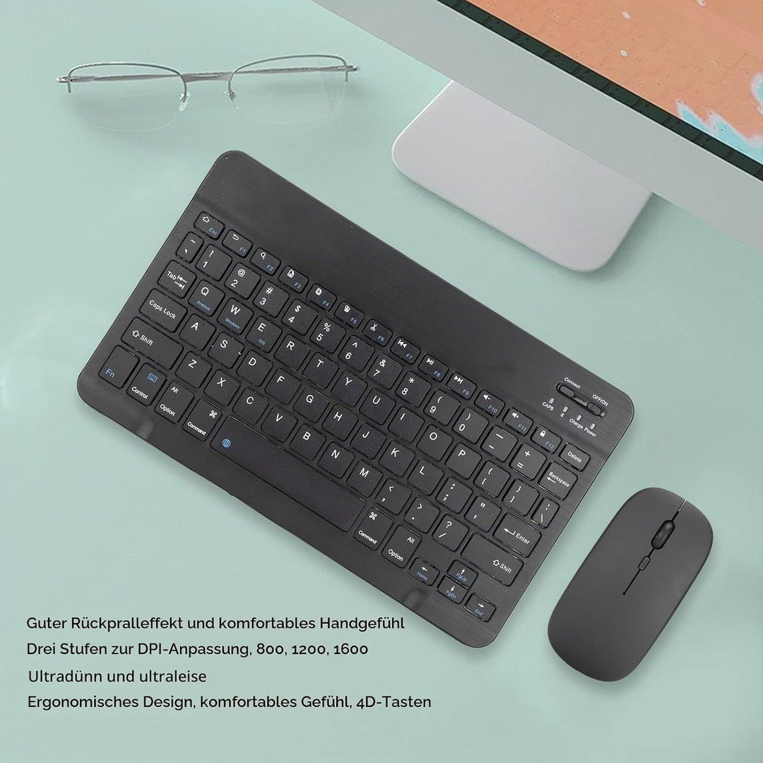 Bluetooth-Tastatur-Maus-Kombination, Ultradünnes, Leises, Kompaktes, Schlankes, Kabelloses Tastatur-