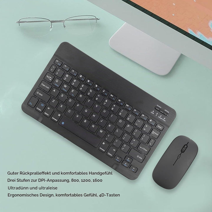 Bluetooth-Tastatur-Maus-Kombination, Ultradünnes, Leises, Kompaktes, Schlankes, Kabelloses Tastatur-