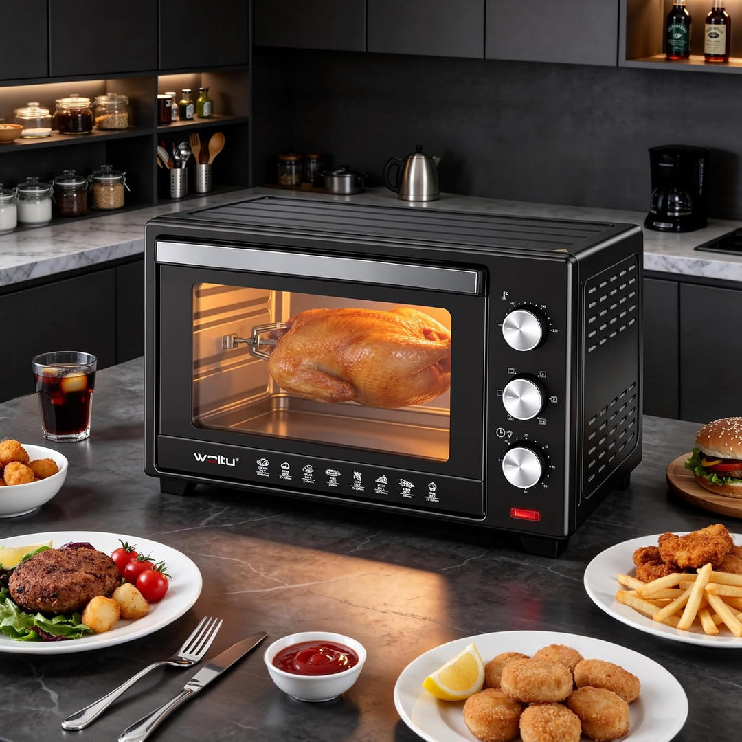 WOLTU Mini Backofen 32 Liter, 1600 Watt Toasterofen | Pizzaofen | Herausnehmbares Krümelblech mit Ti