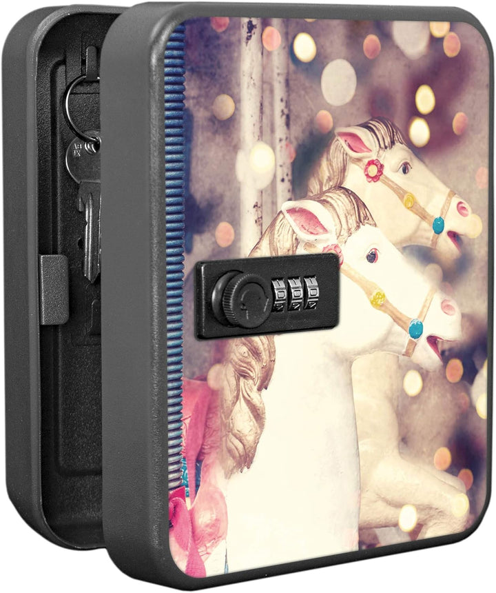 banjado® Burg-Wächter® abschliessbarer Schlüsselkasten mit Motiv Kinderkarussell für 20 Schlüssel -