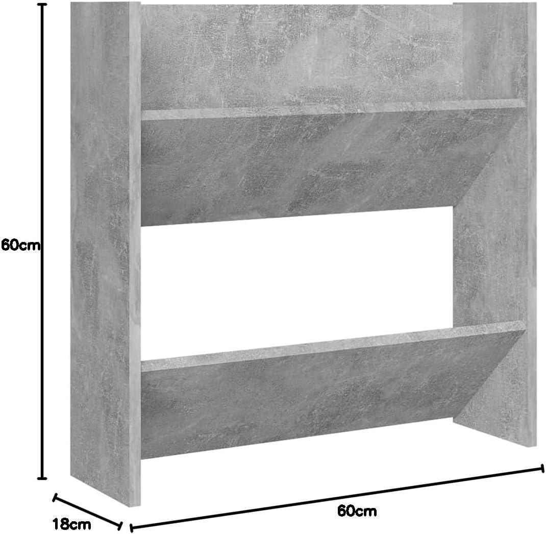 60x18x60 cm Wand Schuhschrank mit 2 Kippböden Schuhregal Schmal Betongrau Schuhbank Shoe Rack Schuhk