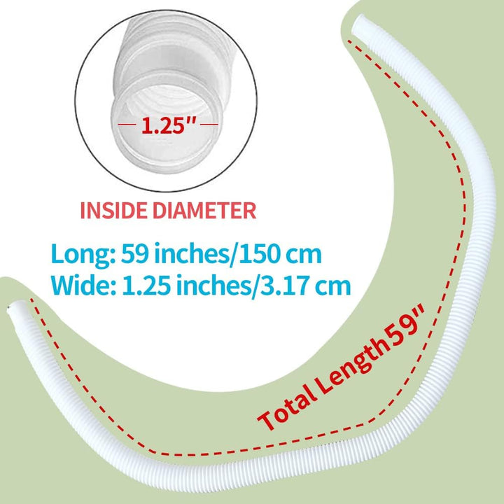 DAILJMON Poolschläuche Ersatzschläuche für oberirdische Pools, weiss1.25"/32MM Durchmesser-Länge 59"