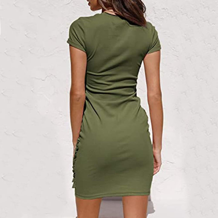 Damen Sommerkleider Rundhalsausschnitt Kurzarm Eng anliegendes Wickelkleid Kurzarm Urban Classics Pl