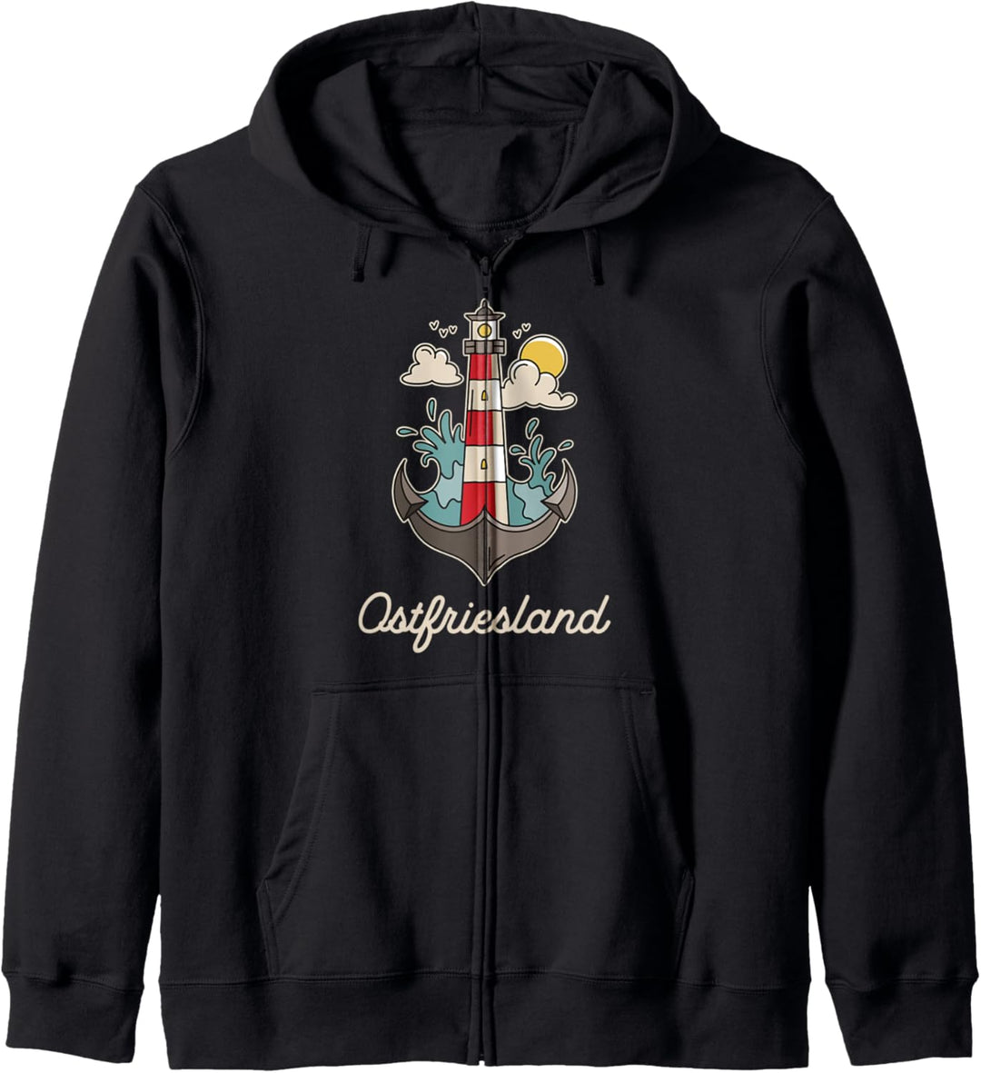 Ostfriesland Nordsee Urlaub Leuchturm & Anker Kapuzenjacke