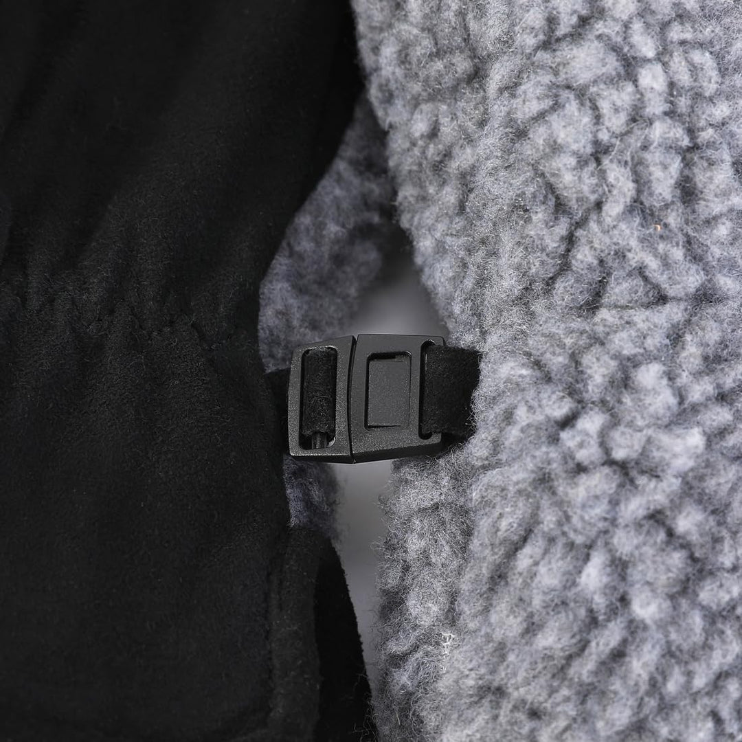 Harssidanzar Damen Winter Lederhandschuhe Outdoor Warm gefüttert Skifahren Fäustlinge SL020EU S Grau