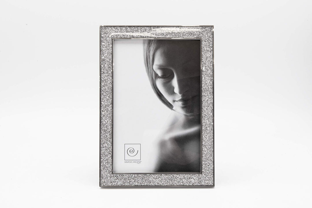 Mascagni M406 Bilderrahmen, Metall mit Glitzer, Silver Waves Kollektion, 20 x 25 cm, 20 x 25 cm
