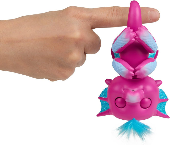 WowWee Fingerlings Drache pink mit blauem Glitzer Sandy - 3583 / interaktives Spielzeug, reagiert au