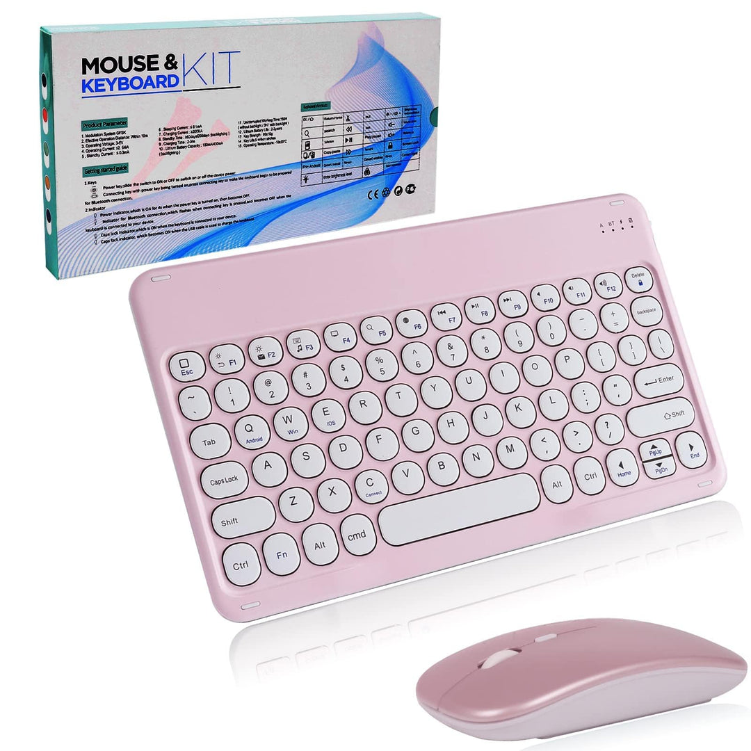 Bluetooth Tastatur Kabellos, Maus Tastatur Sets,Funktastatur Mit Maus Mini Tastatur Ultra-Dünn Wirel