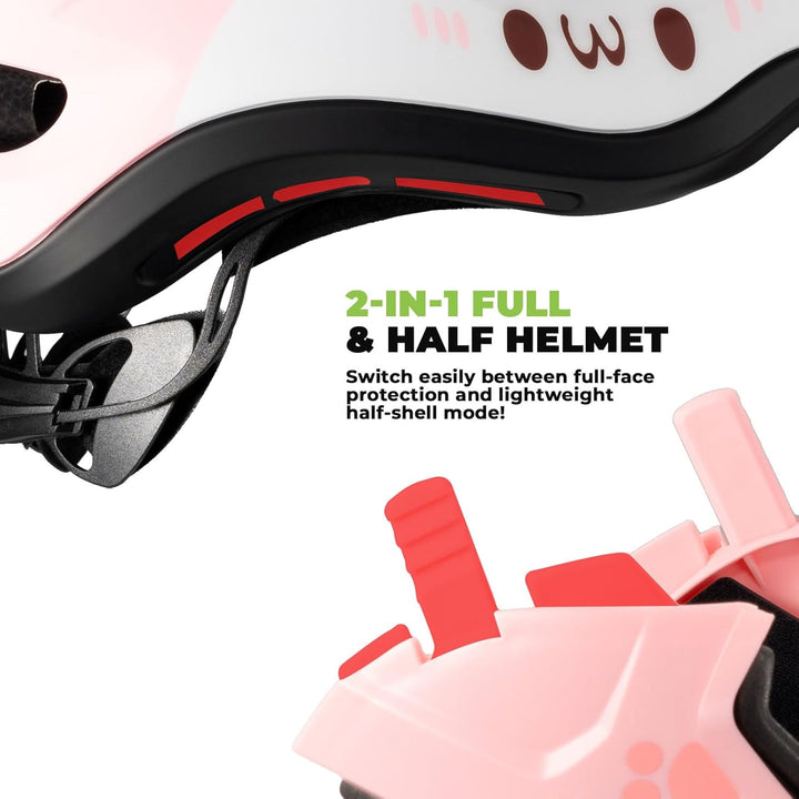 ROCKBROS Kinderhelm Integriert Fahrradhelm Kinder Jugend Fullface Helm mit Abnehmbarem Kinnschutz BM