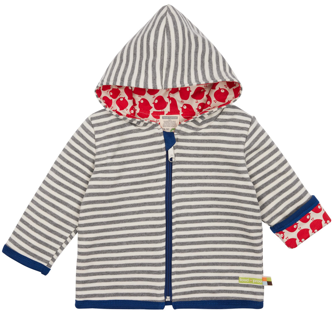 loud + proud Unisex Baby Ringel, GOTS Zertifiziert Wendejacke 50-56 Grau, 50-56 Grau