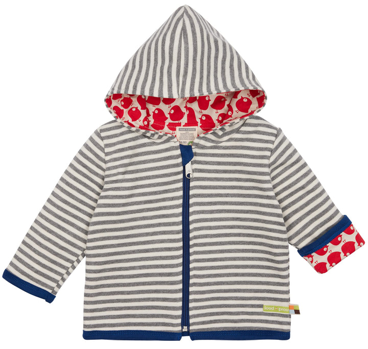 loud + proud Unisex Baby Ringel, GOTS Zertifiziert Wendejacke 50-56 Grau, 50-56 Grau
