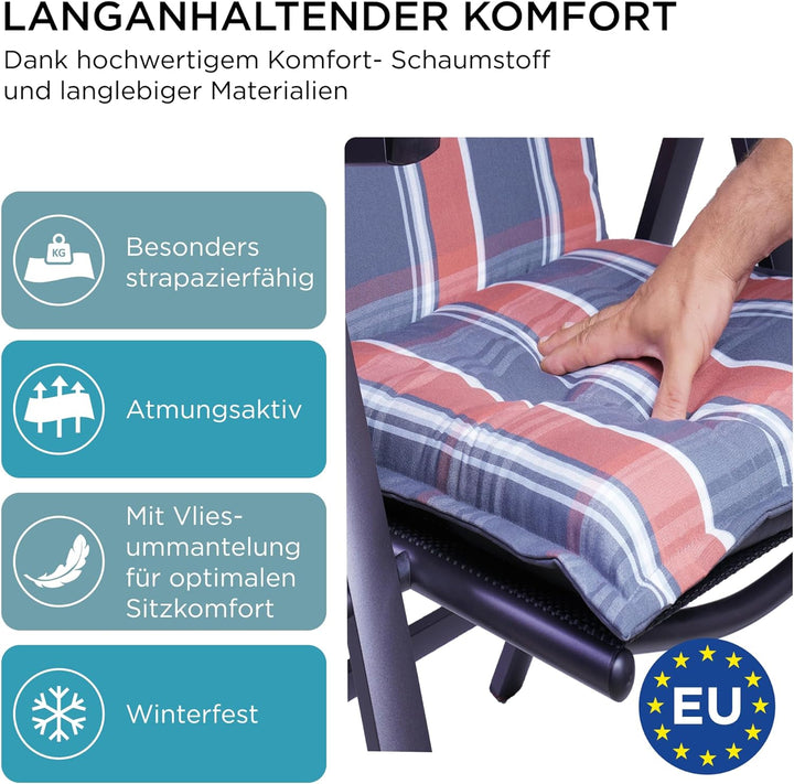 gardisun Gartenstuhlauflagen Hochlehner mit Kopfteil I Extra Dicke Sitzauflagen I Made in Europe I P