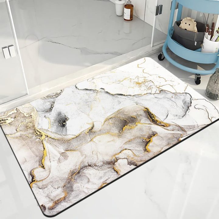 Tobil Badematte rutschfest saugfähig Badvorleger Badezimmerteppich Weissgold-013 40x60-50x80 (50x80c