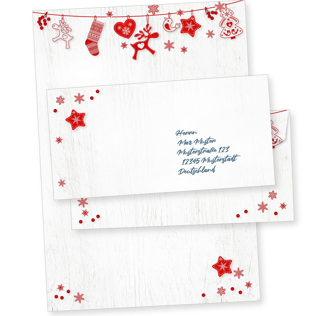 Julfest 250 Sets Weihnachtsbriefpapier mit Umschlag ohne Fenster Weihnachtspapier A4 Briefpapier Wei