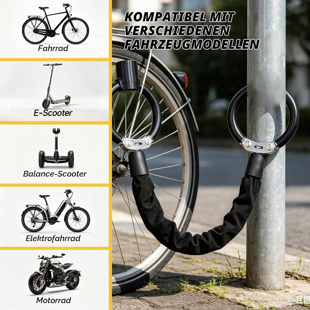 E Scooter Schloss, Schloss für E Scooter, 8mm Verstärktes Handschellenschloss, Fahrradschloss Hohe S