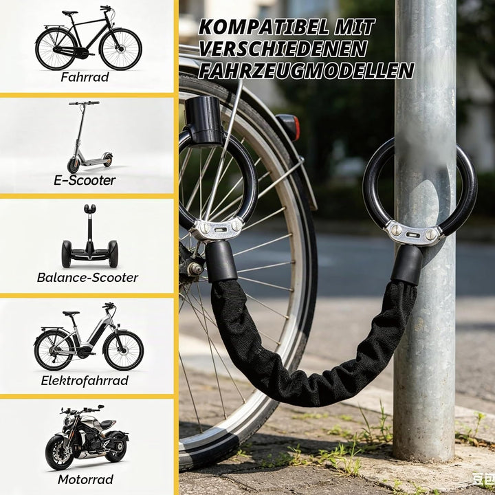 E Scooter Schloss, Schloss für E Scooter, 8mm Verstärktes Handschellenschloss, Fahrradschloss Hohe S