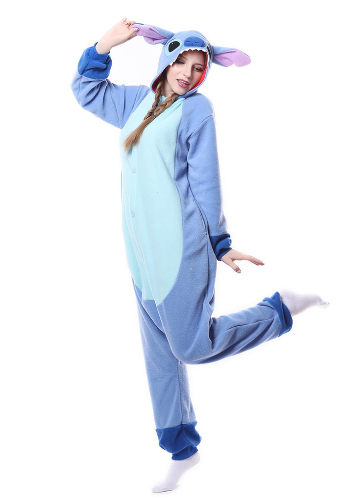 RANSUU Stitch Onesie Kostüm Relaxo Jumpsuit Erwachsene Pyjama Damen Herren Tier Schlafanzug Weihnach