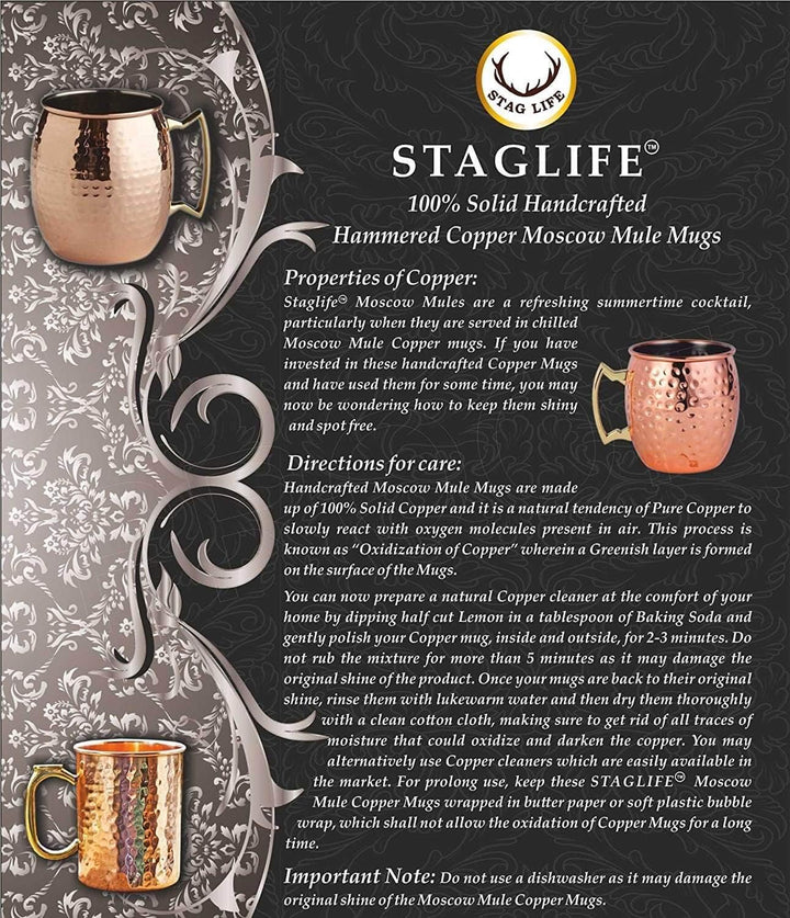 Staglife Schwarzer Kupferbecher Reines Kupfer Moscow Mule Becher 2er Set für Herren Moskau Mule Bech