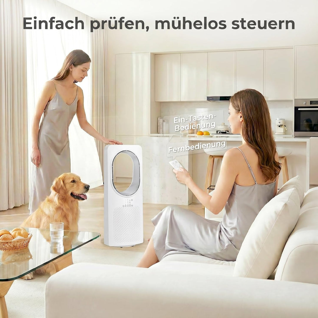 HOMCOM Bladeless Turmventilator für Schlafzimmer, 36 dB Standventilator mit 45° Oszillation, 3 Gesch