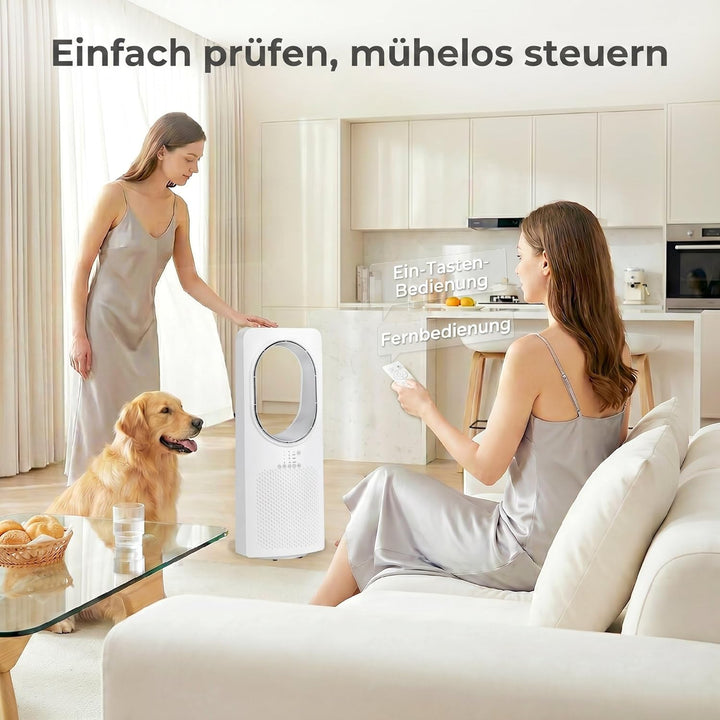 HOMCOM Bladeless Turmventilator für Schlafzimmer, 36 dB Standventilator mit 45° Oszillation, 3 Gesch