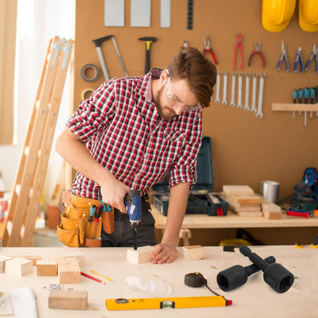 8 Stück Gewindebohrer Stecknuss Buchse Adapter M4-M16, 1/4 Zoll Sechskantschaft Maschinengewindebohr