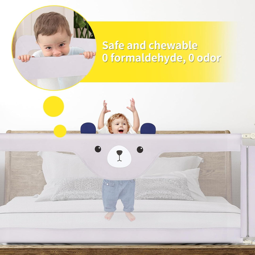Bettgitter Rausfallschutz für Kinderbett &amp; Babybett, Höhenverstellbar und Klappbar, Ohne Bohren Mont