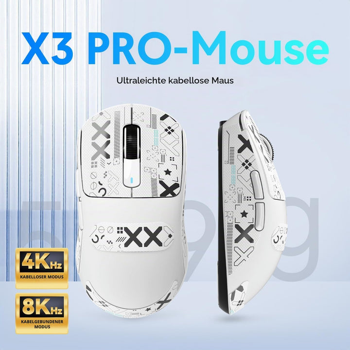 ATTACK SHARK X3 Pro 4K/8K Hz Maus, 49 g SUPERLEICHT, PixArt PAW3395 Gaming-Sensor, BT/2,4G kabellose