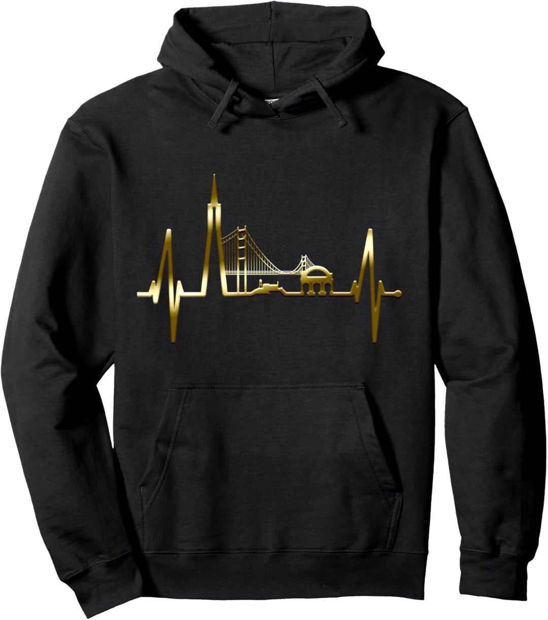 San Francisco Skyline Herzschlag Kalifornien San Francisco Pullover Hoodie