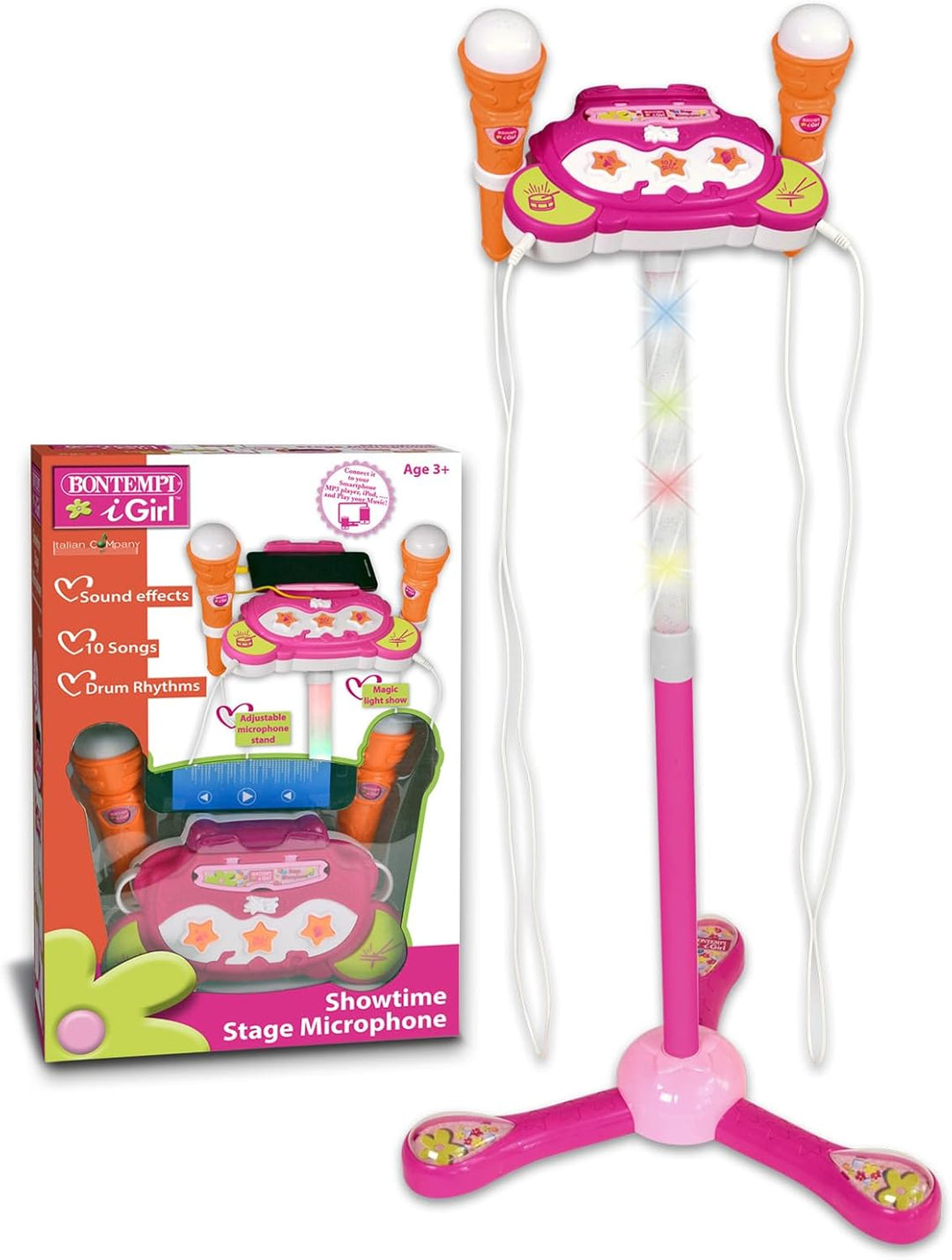 Bontempi 40 1472 TwinStage Mic – Dual-Szene-Mikrofon mit MP3-Anschluss für atemberaubende Leistung,