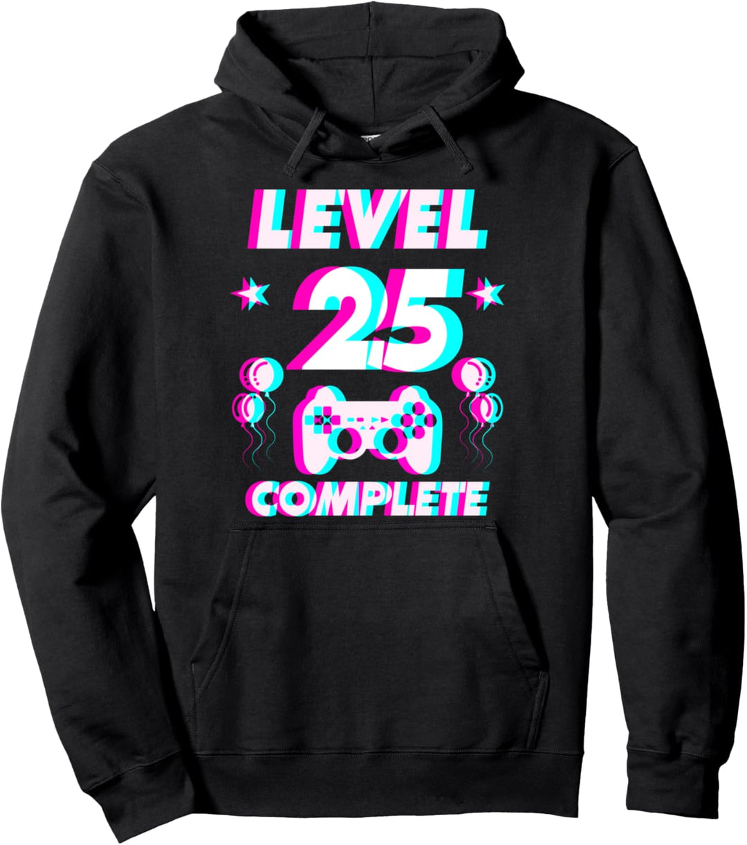 Level 25 Complete 25. Geburtstag - Zocker Gaming Vaporwave Pullover Hoodie