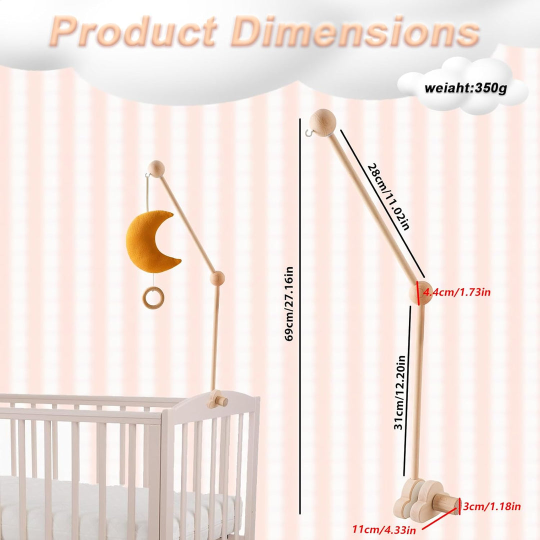 Mobile Halterung Holz für Wickeltisch, Mobile Halterung Holz für Babybett, Mobile Baby Halterung Dre