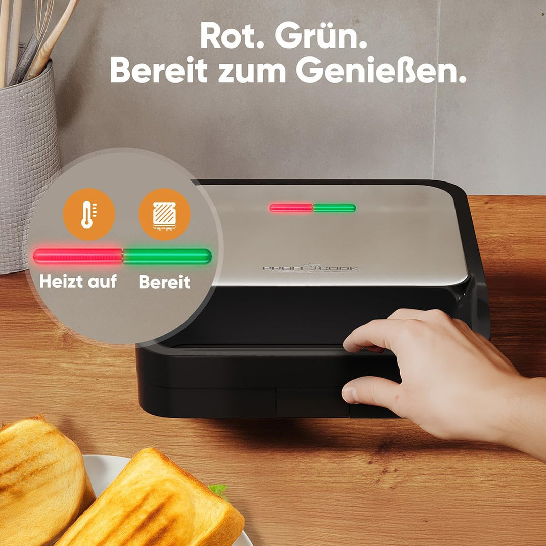 ProfiCook® Sandwichmaker | muschelförmige Sandwiches mit extra viel Füllung | antihaftbeschichtet |
