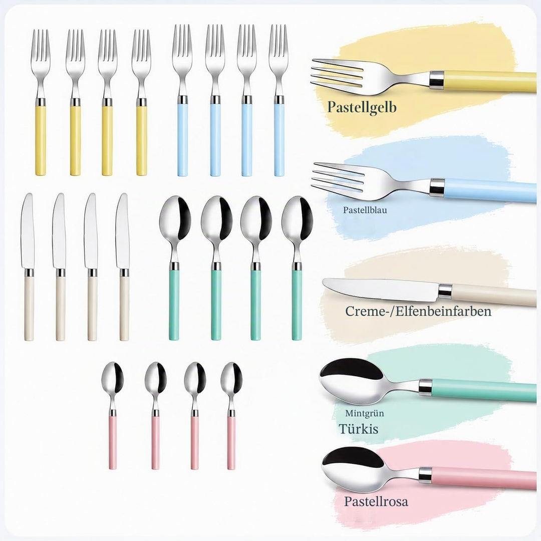 Exzact Besteck-Set, 20-teilig, Edelstahl, Pülmaschinenfest, Bunt gemischt 20pcs Gemischt:, 20pcs Gem