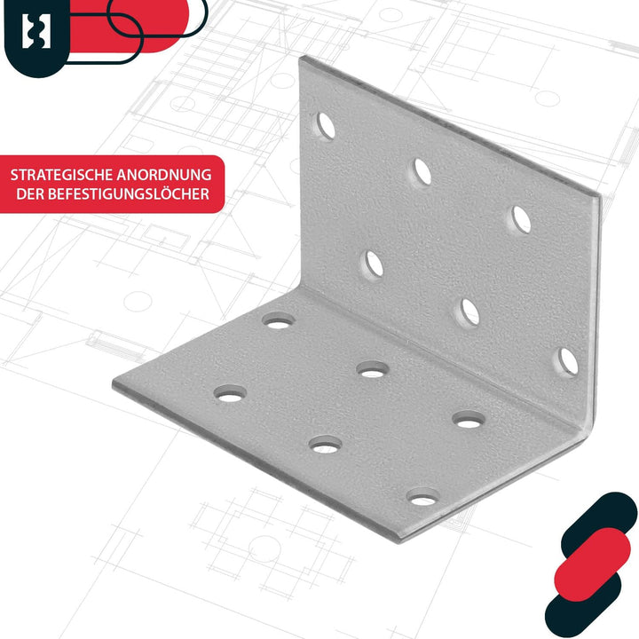 KOTARBAU Winkelverbinder 40 x 40 x 60 x 2 mm mit Stahl Bauwinkel Montagelöcher Möbelverbinder Verzin