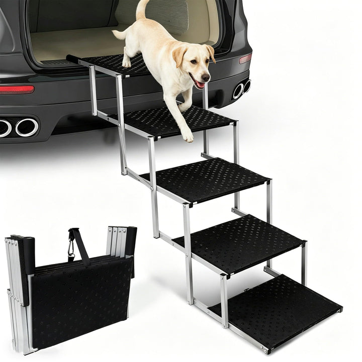 Hundetreppe Auto Klappbar- Hundetreppen Grosse Hunde [bis 113kg] - Gelenkschonende Einstiegshilfe Hu