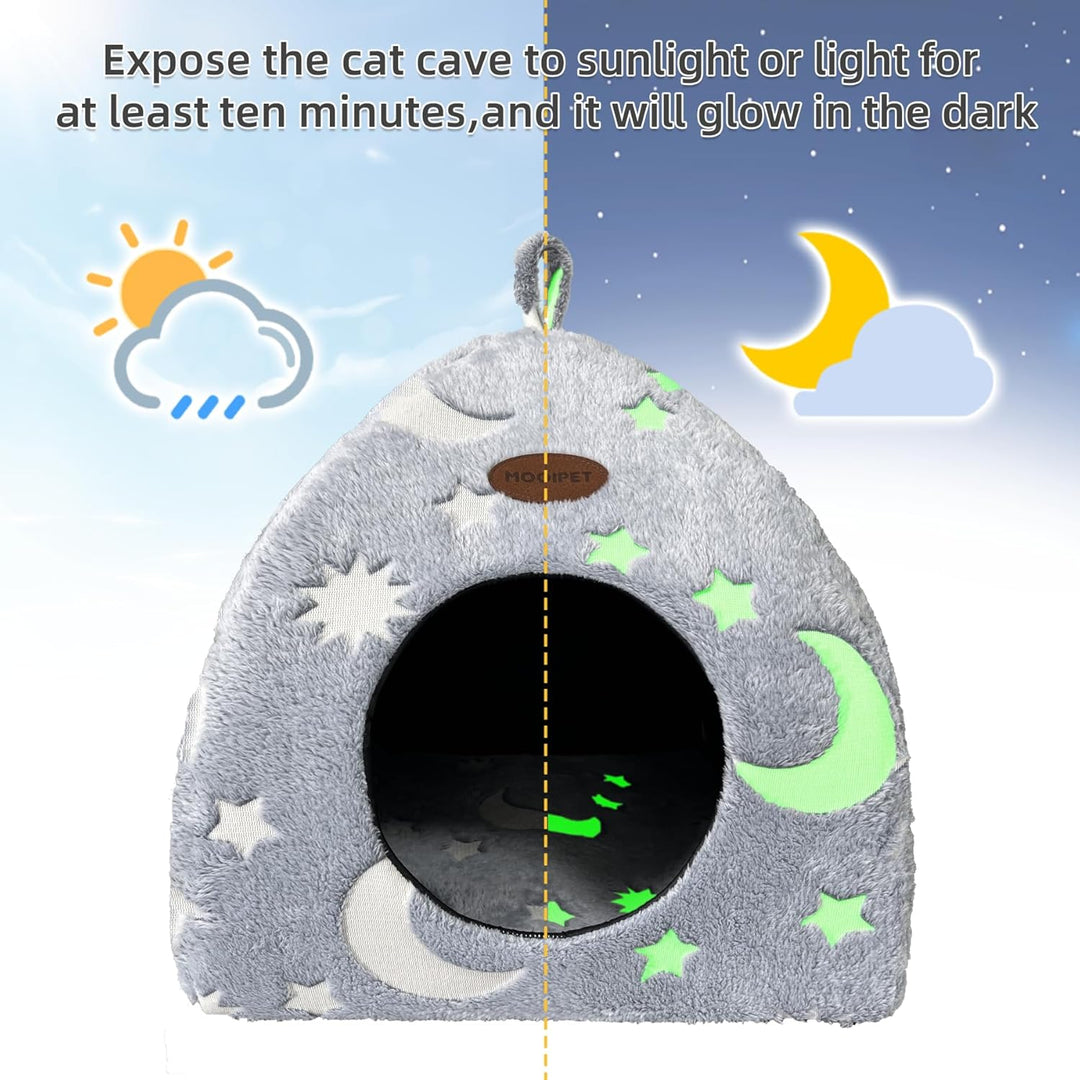 Katzenhöhle Plüsch Katzenhaus mit Waschbarem Kissen Faltbare Katzenzelt Höhle mit Handle Weiches und