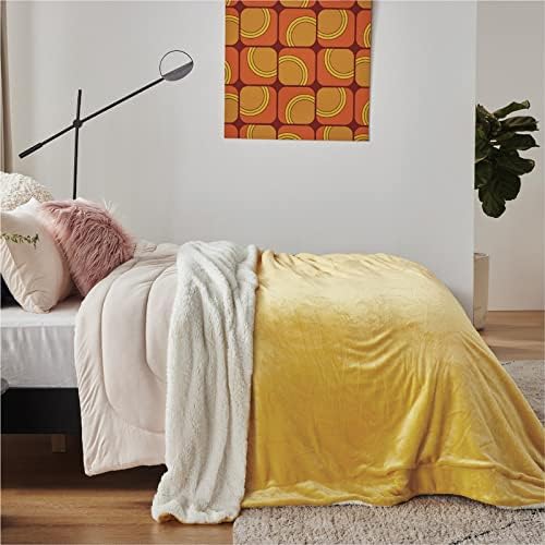 BEDSURE Decke Sofa Kuscheldecke Gelb - warm Sherpa Sofaüberwurf Decke, Dicke Sofadecke Couchdecke, 1