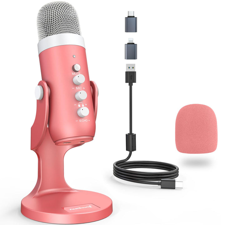 zealsound USB Mikrofon, k66 Gaming Mikrofon für Handy, PC, PS4&amp;5, Kardioid Studio Kondensatormikrofo